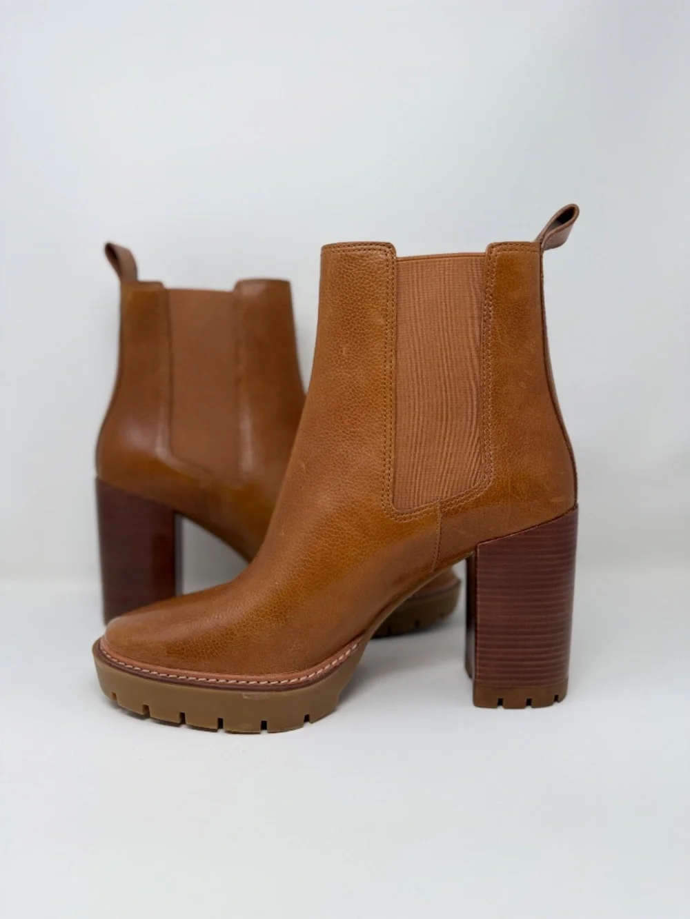 New Tory Burch Carson Lug Sole High Heel Boot Sz 10.5